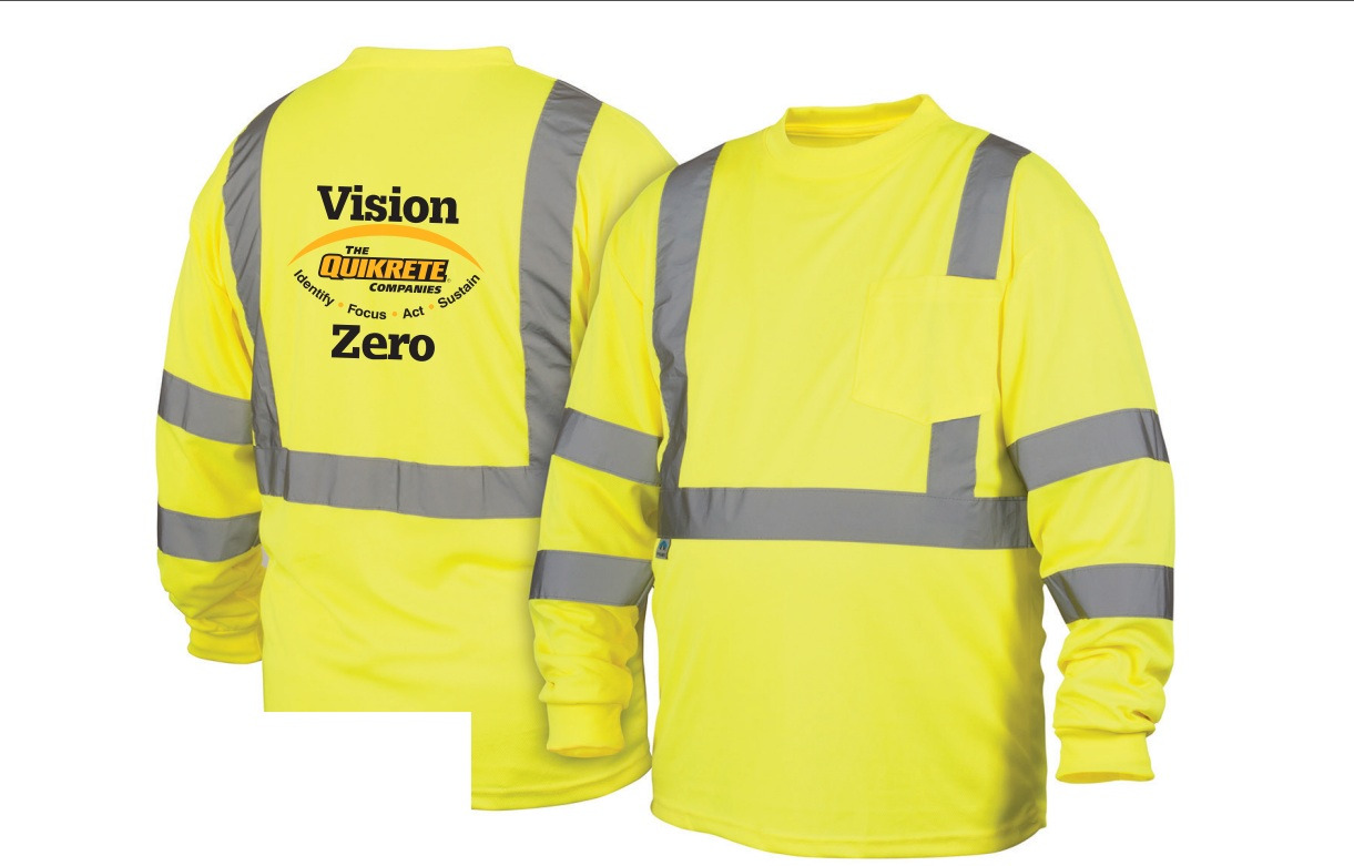 Pyramex RLTS31 Series 3XL Hi-Vis Lime Long Sleeve T-Shirt with Quikrete Logo